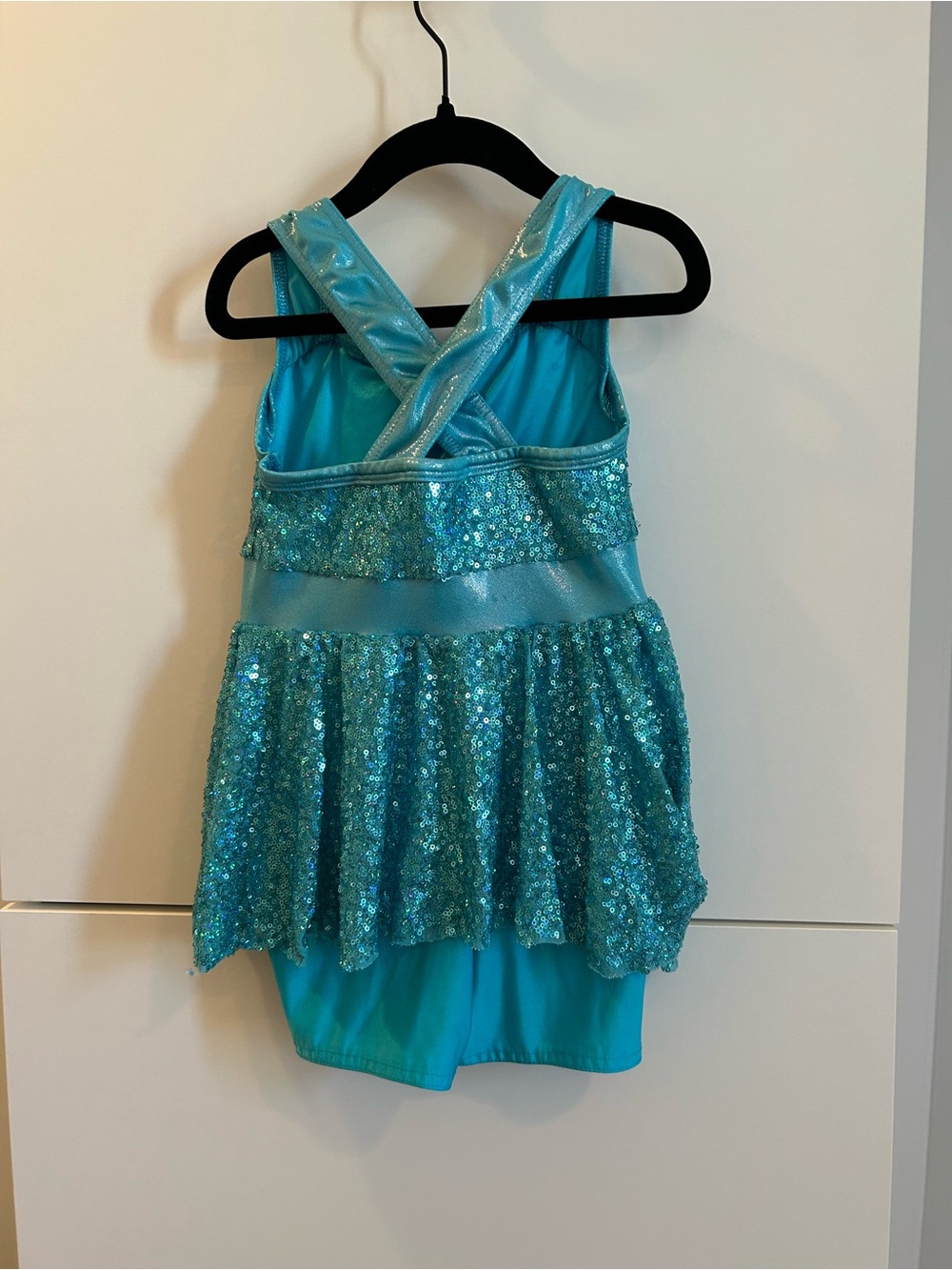 Teal Sequin Dance Costume with Bow - Size ISC - Picture 8 of 14